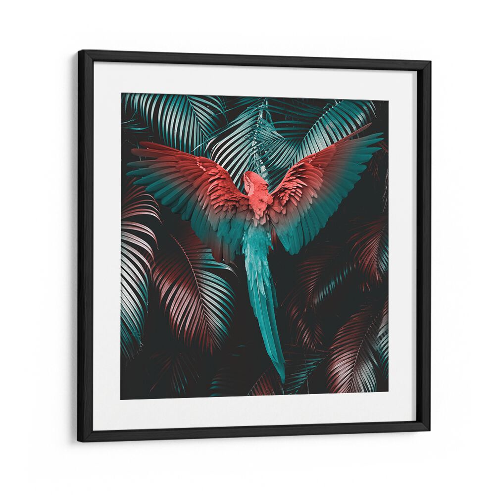 Vibrant artwork featuring a colorful parrot, perfect for modern decor—TROPICAL STORM, ALTERED ART PRINTS by Cepe.