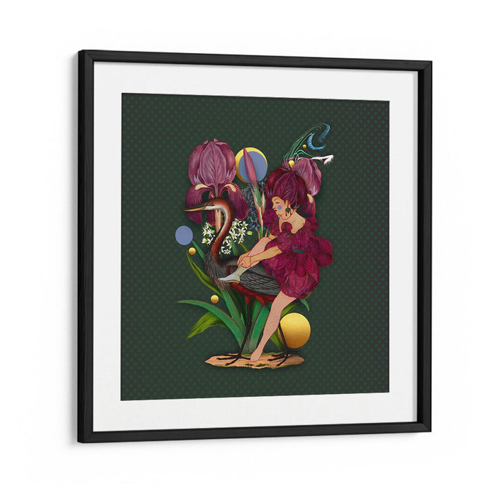 Whimsical ENCHANTED FOREST X, PORTRAITS featuring a fairy-tale scene with vibrant flowers and a graceful bird.