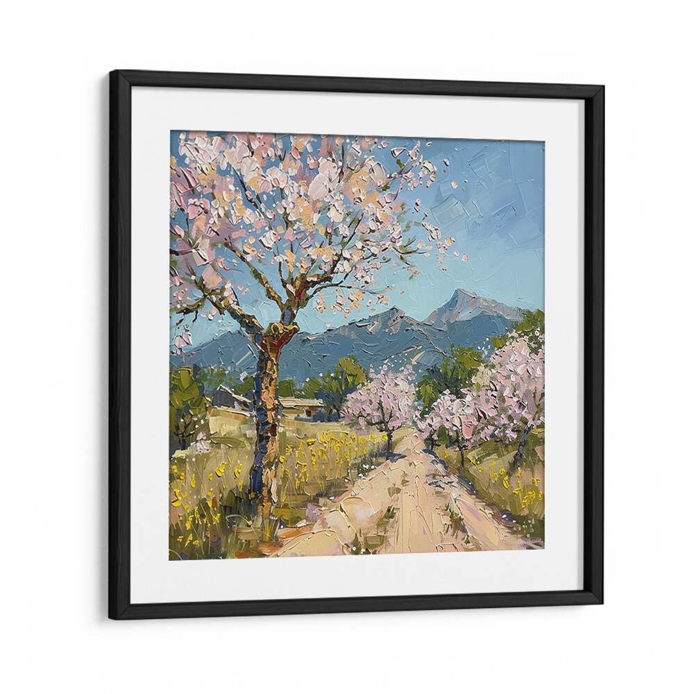 Framed artwork featuring CHERRY BLOSSOMS III, showcasing delicate petals and serene spring scenery. Perfect for any home.