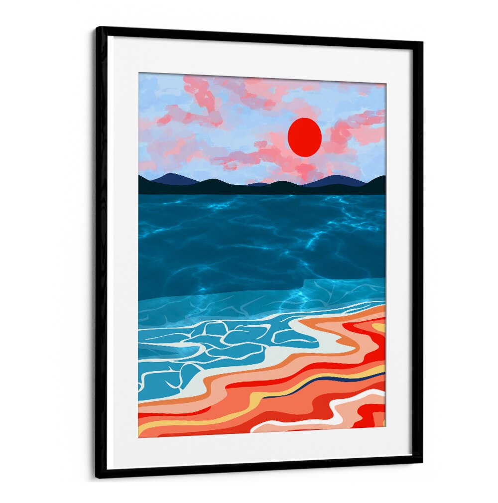 Vibrant COASTAL HUES, BEACH PAINTINGS artwork showcasing serene ocean colors, perfect for coastal-themed decor.