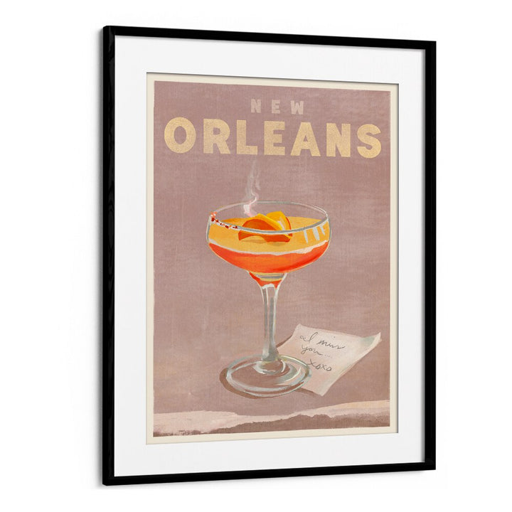 NEW ORLEANS COCKTAIL TRAVEL POSTER BY THE WHISKEY GINGER , BAR POSTERS , BAR ART PRINTS