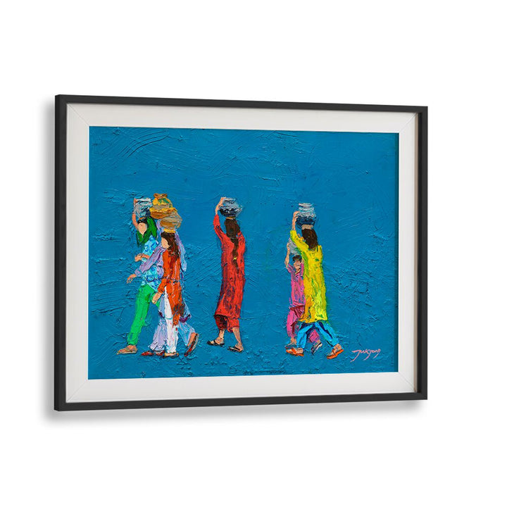 Colorful WOMEN WITH BASKETS, INDIAN ART PAINTINGS showcase vibrant culture and artistry perfect for home decor.