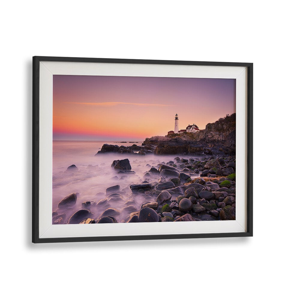 Stunning PORTLAND HEADLIGHT, PHOTOGRAPHY PRINTS showcasing the iconic lighthouse against a vibrant coastal sunset.