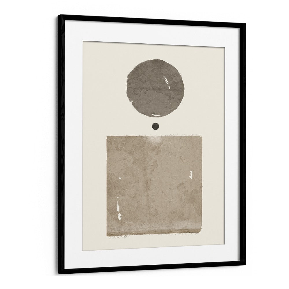 Framed MUTED BEAUTY, GEOMETRIC ART PRINTS featuring abstract shapes in soft tones, perfect for stylish home decor.