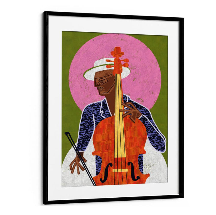 Colorful MUSICIAN GUY VII, MOVIE POSTERS artwork featuring a cellist, perfect for inspiring creativity in music.