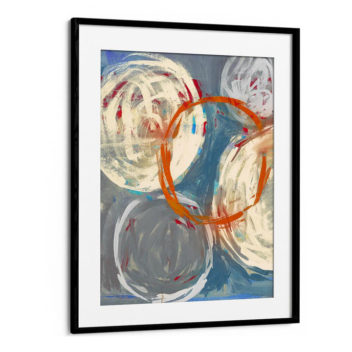 Colorful and dynamic LINKED TOGETHER, ABSTRACT PAINTINGS showcasing vibrant swirls and circles for modern decor.