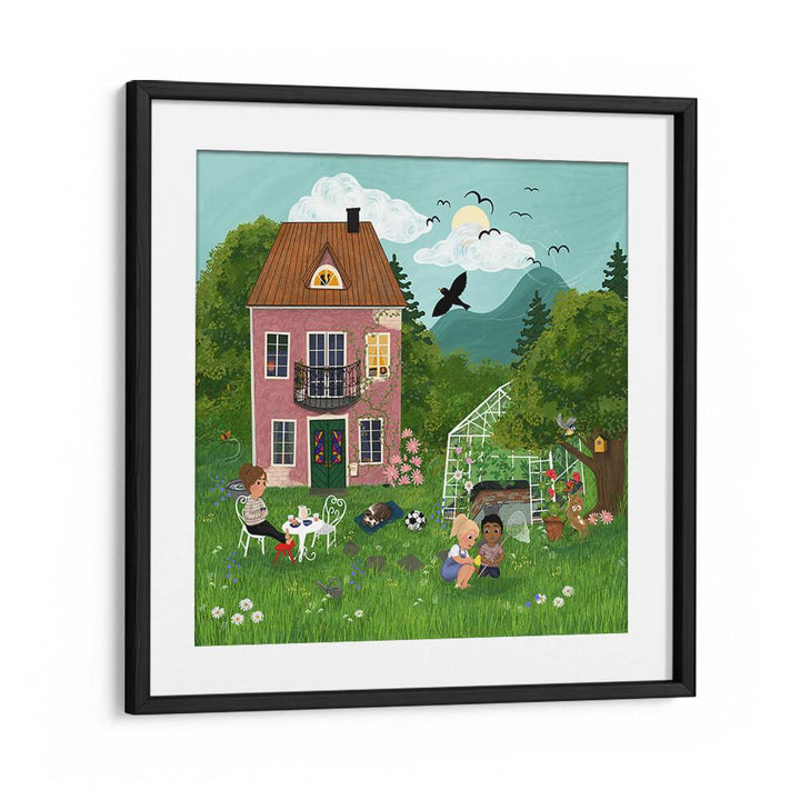 Bright and cheerful artwork titled SUMMERDAY IN THE GARDEN, KIDS ROOM PAINTINGS, perfect for children’s spaces.