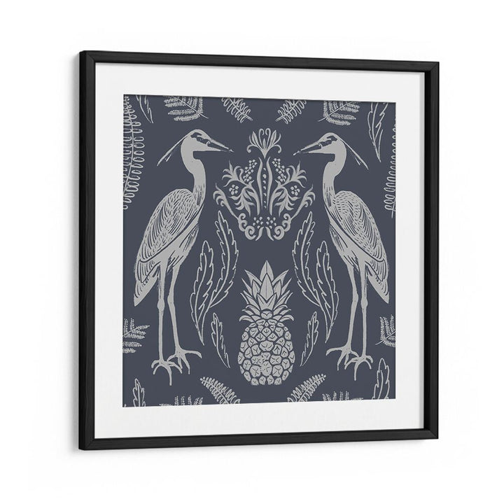Elegant HERON AND FERNS, ANIMAL PAINTINGS showcasing herons surrounded by ferns and intricate patterns. Perfect for decor.