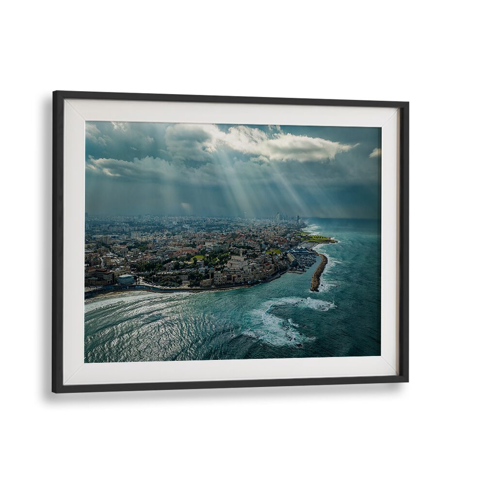Stunning aerial view of Jaffa Port highlights its beauty in this fine art photography print, perfect for any space.