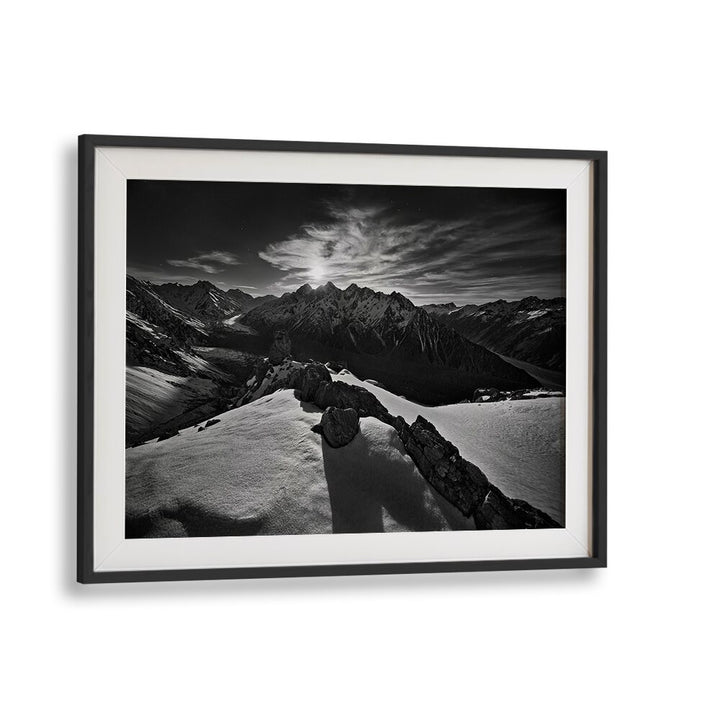 Captivating moonlight over Tasman Glacier, a stunning photography print showcasing nature's beauty.