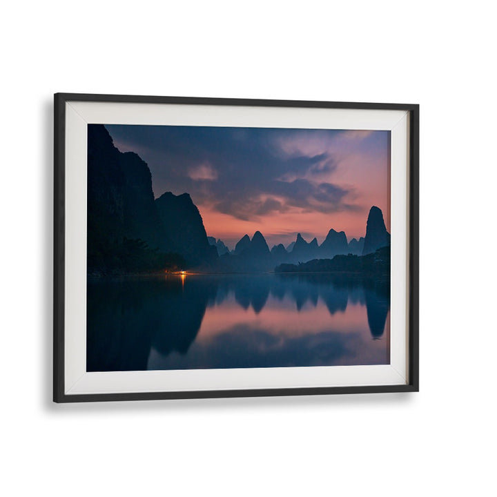 Breathtaking view of Li River at dawn, featured in THE DAWN OF LI RIVER, PHOTOGRAPHY PRINTS for tranquil spaces.