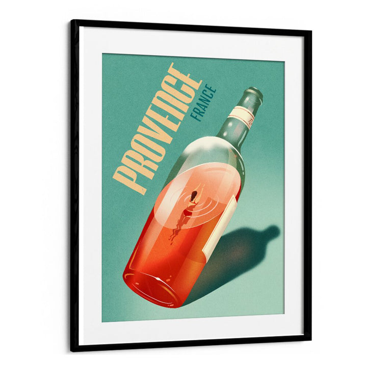 Elegant PROVENCE, BAR art print featuring a stylish wine bottle, perfect for enhancing any cafe or bar decor.