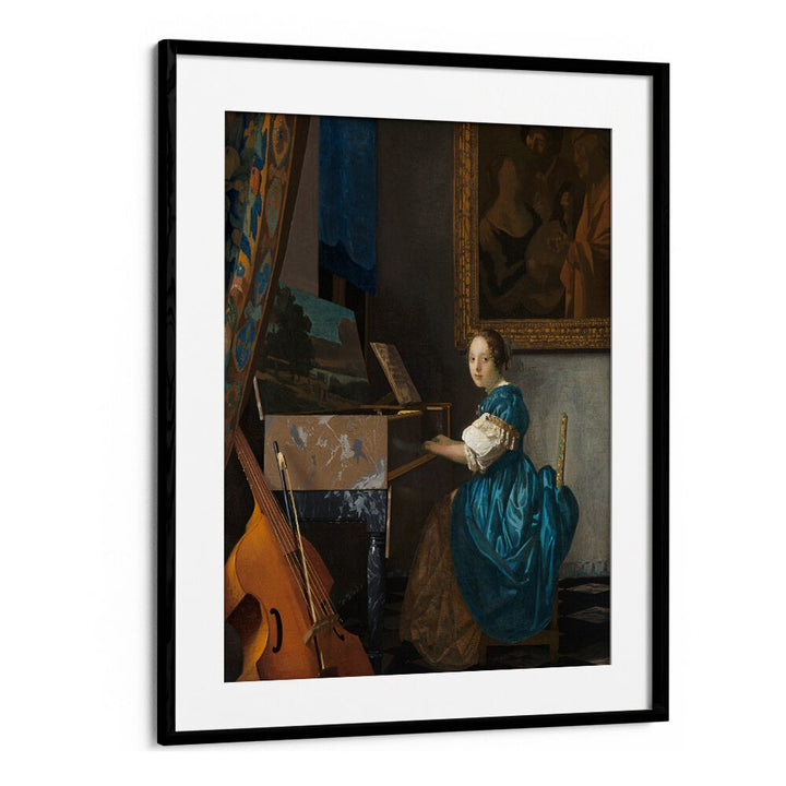 YOUNG WOMAN SEATED AT A VIRGINAL (CA. 1670–1672)  BY JOHANNES VERMEER, VINTAGE PAINTINGS