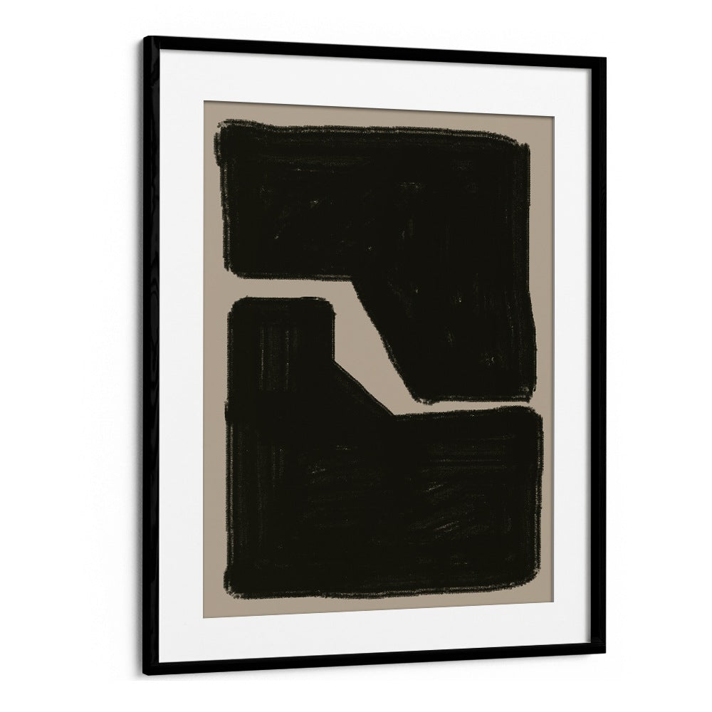 BLACK AND BEIGE COMPOSITION GEOMETRIC BY THE MIUUS STUDIO , ABSTRACT PAINTINGS, ABSTRACT ART PRINTS