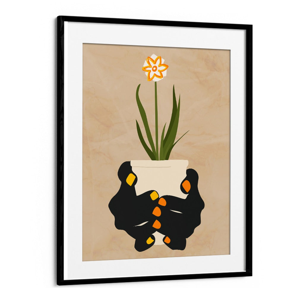 HOLDING HOPE, FLORAL FLOWER PAINTINGS showcase resilience with a beautiful flower in a pot, perfect for uplifting spaces.