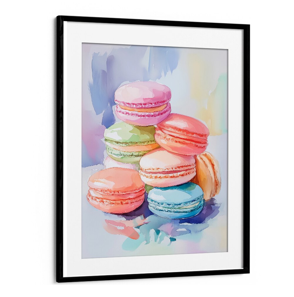 Delight in the COLORFUL MACARON, BAR artwork, showcasing vibrant French confections perfect for any dessert lover.