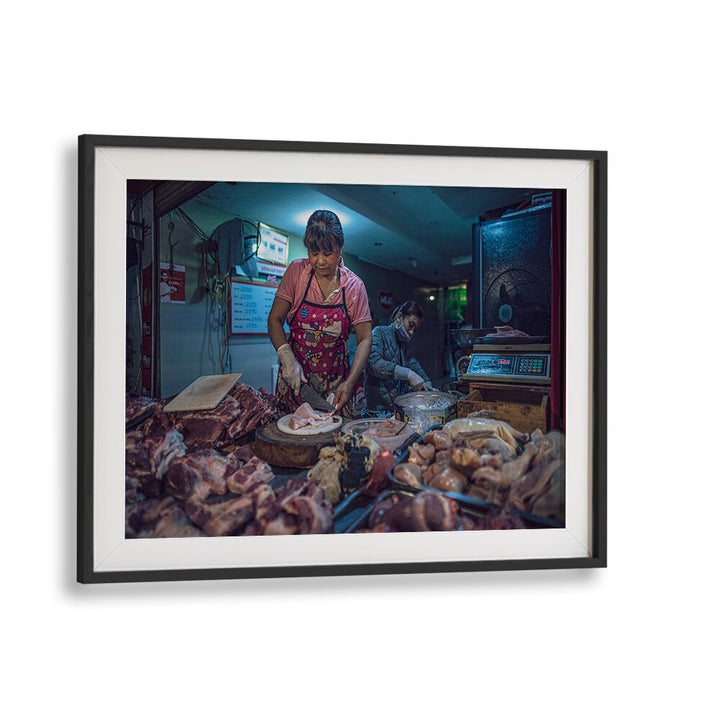 Captivating scene from NIGHT BUTCHERY, PHOTOGRAPHY PRINTS showcasing urban street life and vibrant market energy.