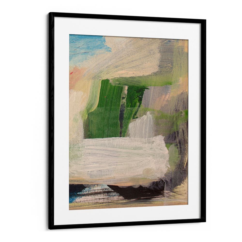 Elegant SERENE BRUSHSTROKES, ABSTRACT PAINTINGS in a sleek frame, adding color and style to any space.