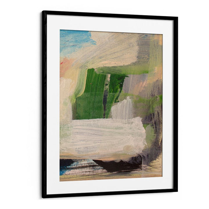 Elegant SERENE BRUSHSTROKES, ABSTRACT PAINTINGS in a sleek frame, adding color and style to any space.