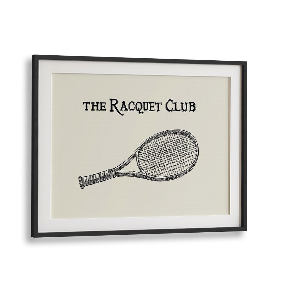 Framed Vintage Tennis Racquet Illustration, perfect for sports posters and tennis enthusiasts, from The Racquet Club.