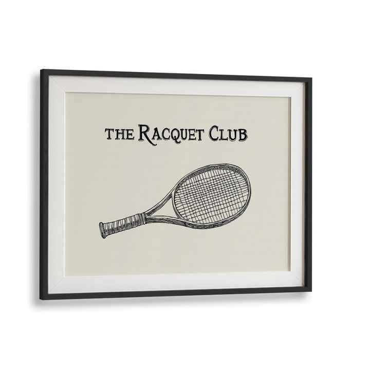 Framed Vintage Tennis Racquet Illustration, perfect for sports posters and tennis enthusiasts, from The Racquet Club.