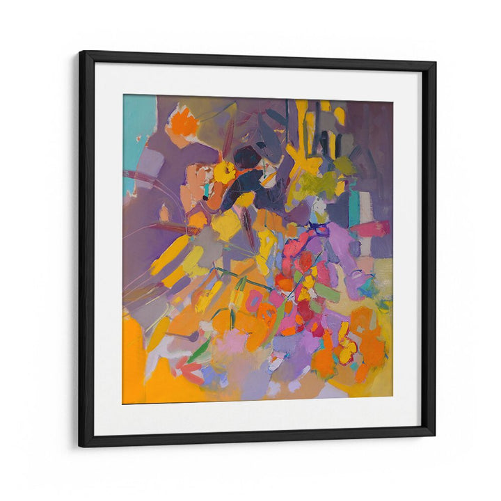 Vibrant ORANGE FLOWERS in an ABSTRACT PAINTING, perfect for adding color and energy to your home decor.