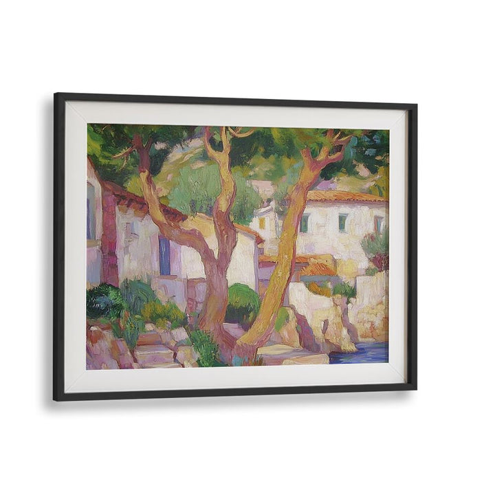 Enchanting HOUSE BY THE WATER artwork, perfect for enhancing your home decor with serene waterfront vibes.