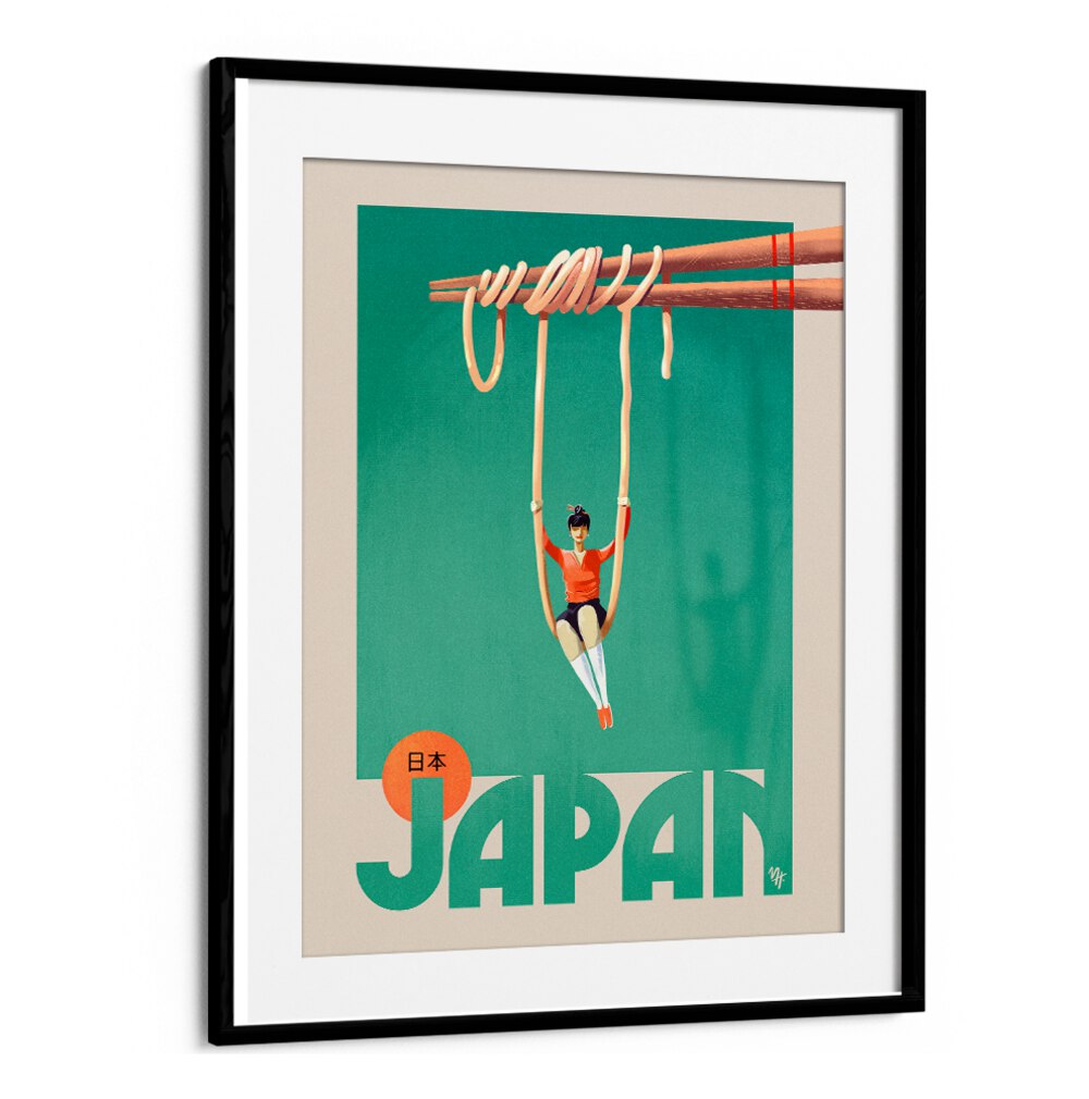 Colorful art featuring a woman with noodles symbolizes the essence of JAPAN NOODLES, BAR & CAFE experience.