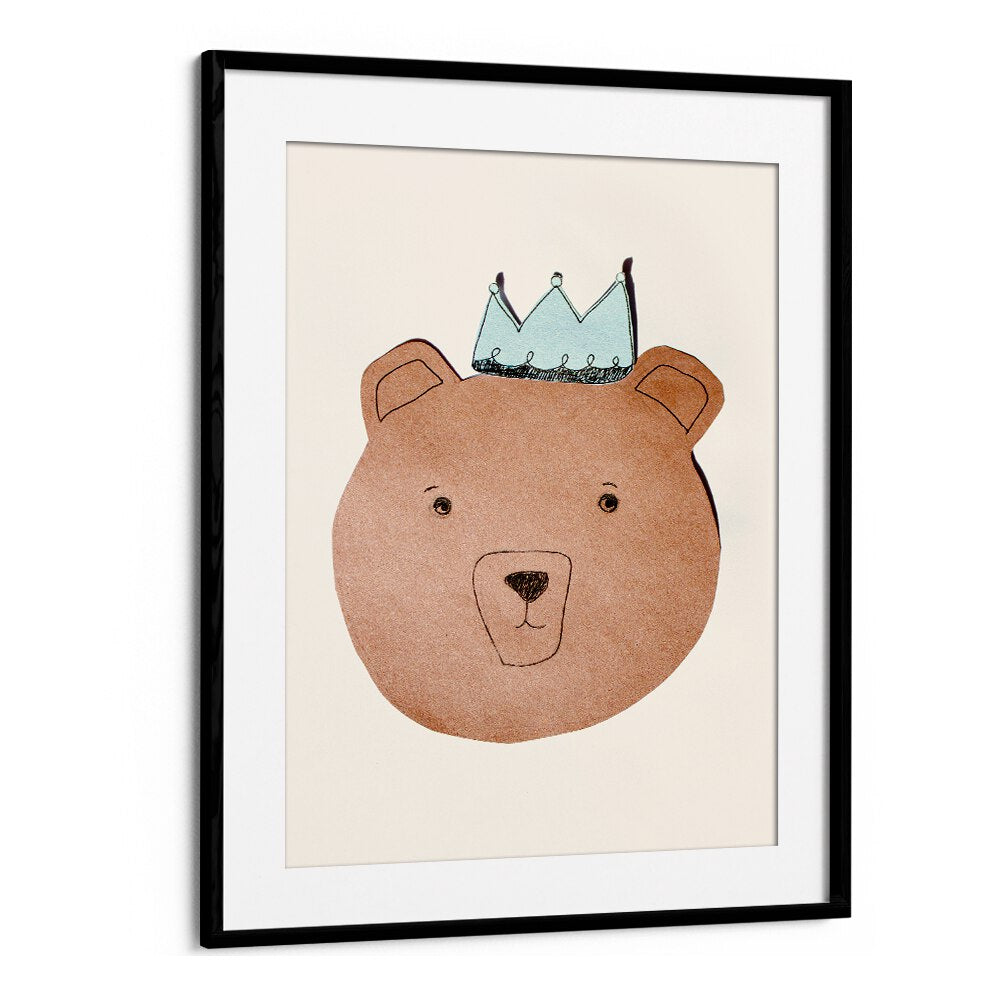 Whimsical LITTLE BEAR, KIDS ROOM PAINTINGS featuring a bear in a crown, perfect for children's decor.