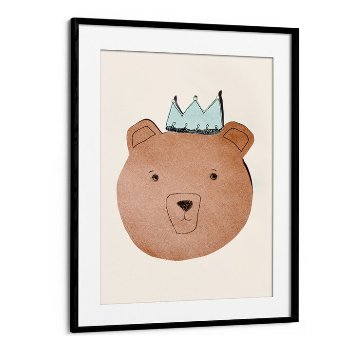Whimsical LITTLE BEAR, KIDS ROOM PAINTINGS featuring a bear in a crown, perfect for children's decor.