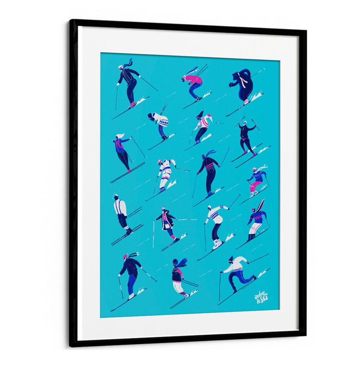 Stylish LE SKI BLUE sports poster showcasing skiers in action, perfect for winter sports enthusiasts.