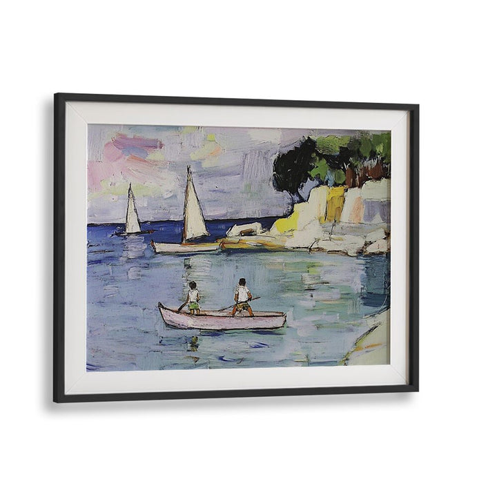 Sailboats glide gracefully across the water, showcasing vibrant artistry and the thrill of sailing adventures.