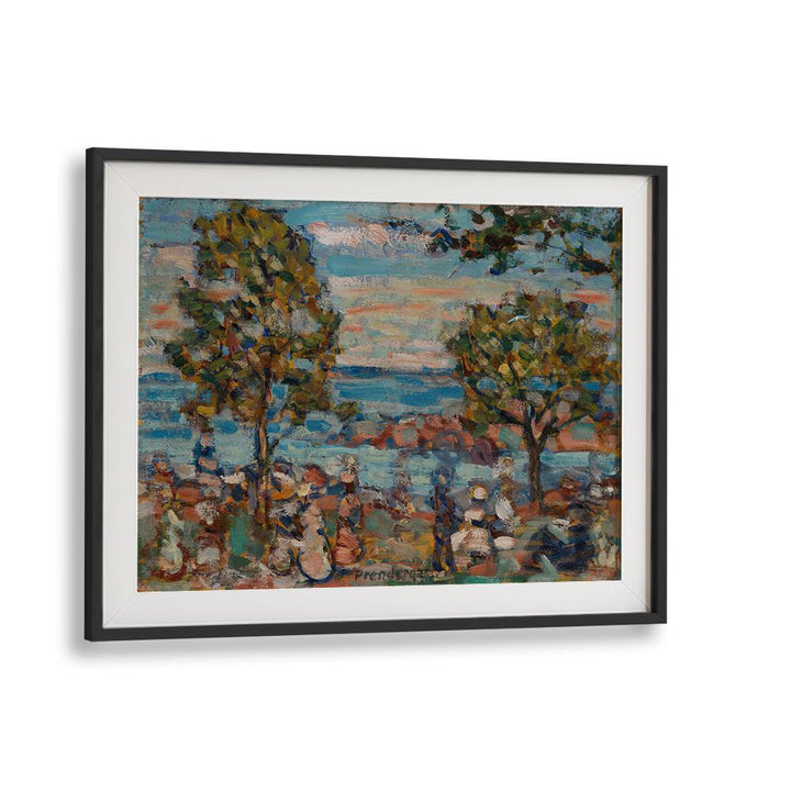 BEACH SCENE WITH TWO TREES , VINTAGE PAINTINGS