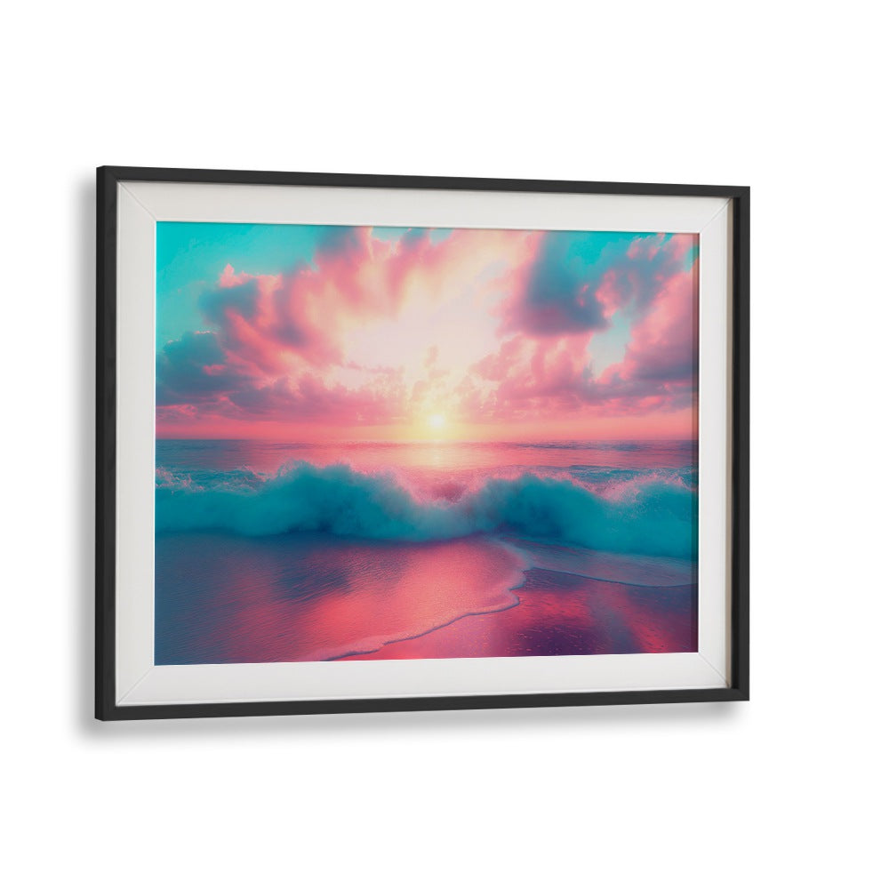 Framed PASTEL PERFECTION, BEACH PAINTINGS by Philippe Hugonnard showcase serene sunset hues and tranquil ocean waves.