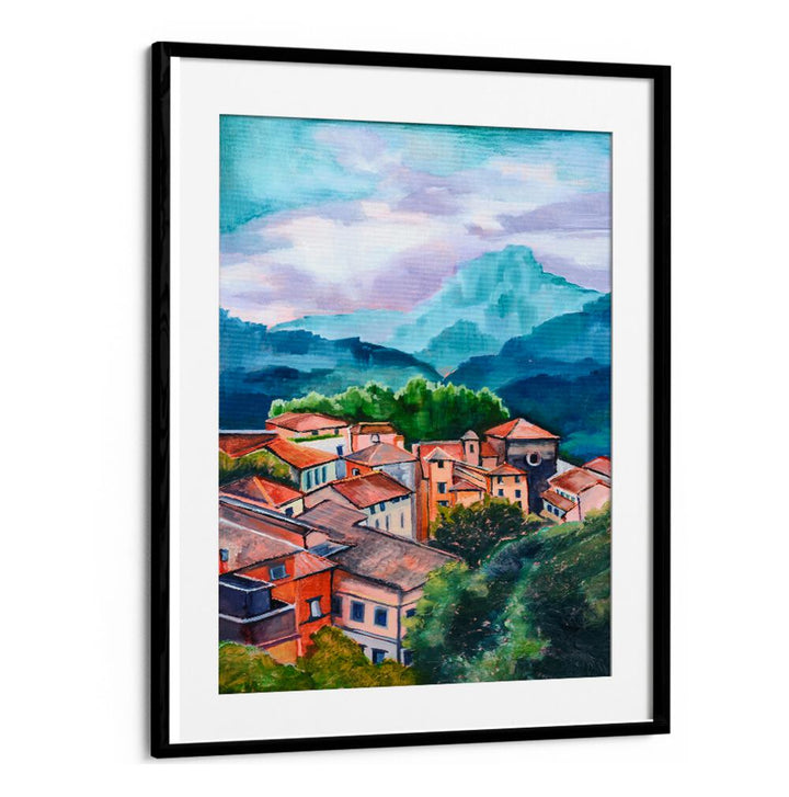 VILLAGE IN THE MOUNTAINS , LANDSCAPE PAINTINGS