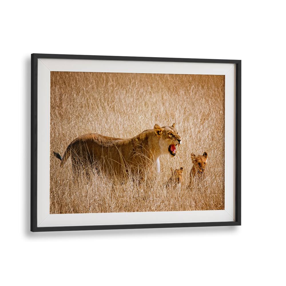 Breathtaking DONT DISTURB ME, PHOTOGRAPHY PRINTS showcasing a lioness with her cubs in a serene, wild landscape.