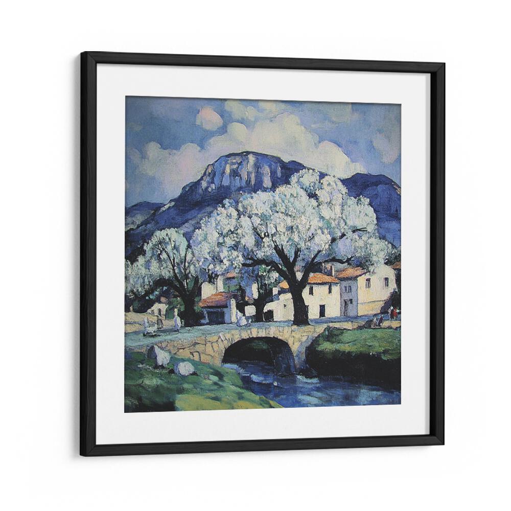 Beautiful painting of a BRIDGE OVER A STREAM, enhancing home decor with serene landscape artistry. Perfect for any space.