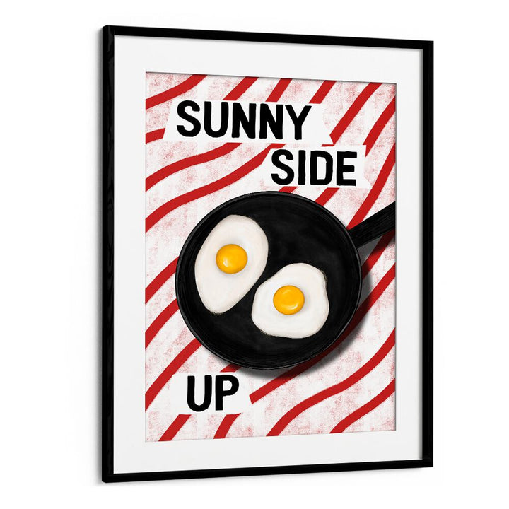 Colorful art featuring sunny side up eggs, perfect for the SUNNY SIDE UP, BAR & CAFE decor.