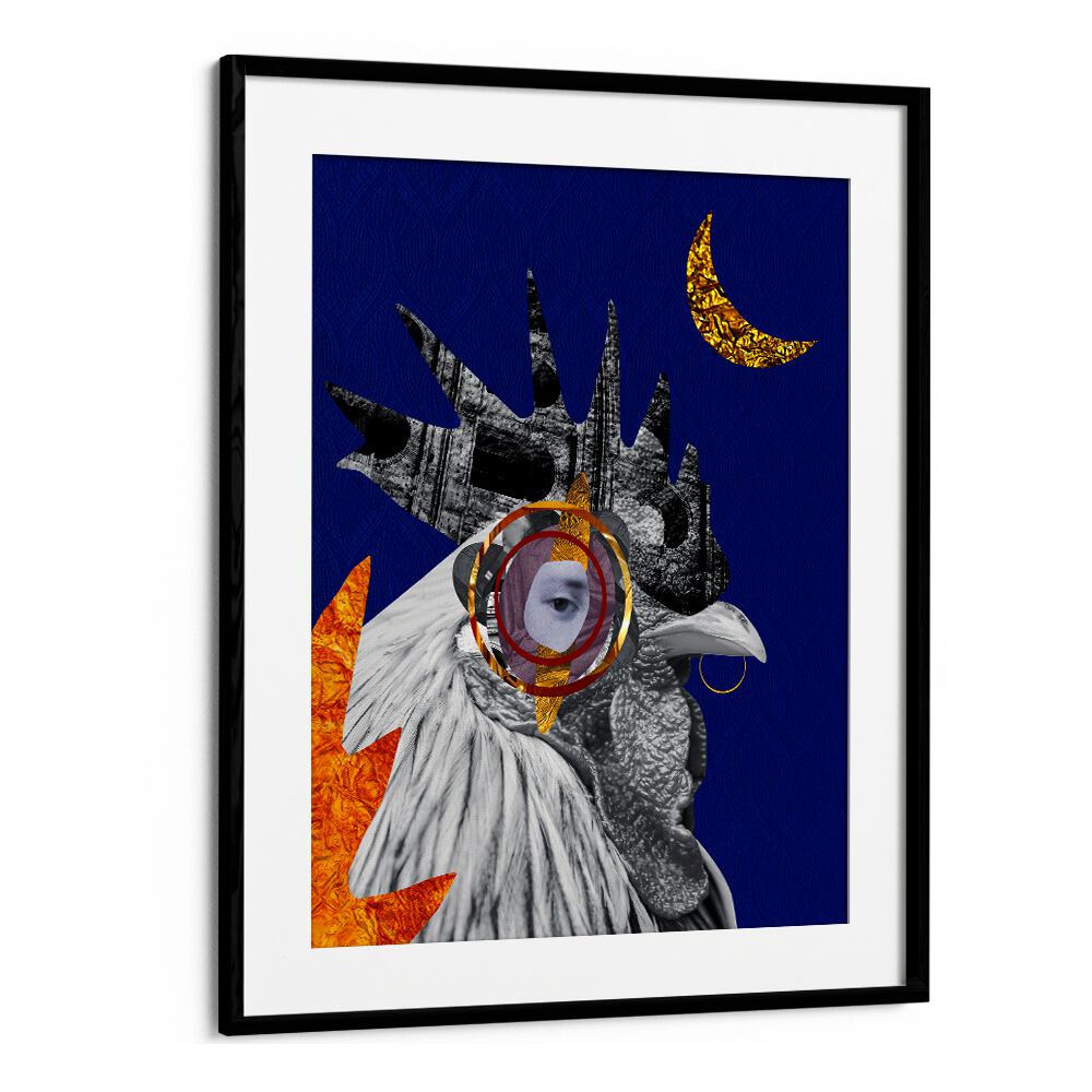Colorful ROOSTER, SURREAL ART PRINTS featuring a unique design, perfect for enhancing your kitchen decor.