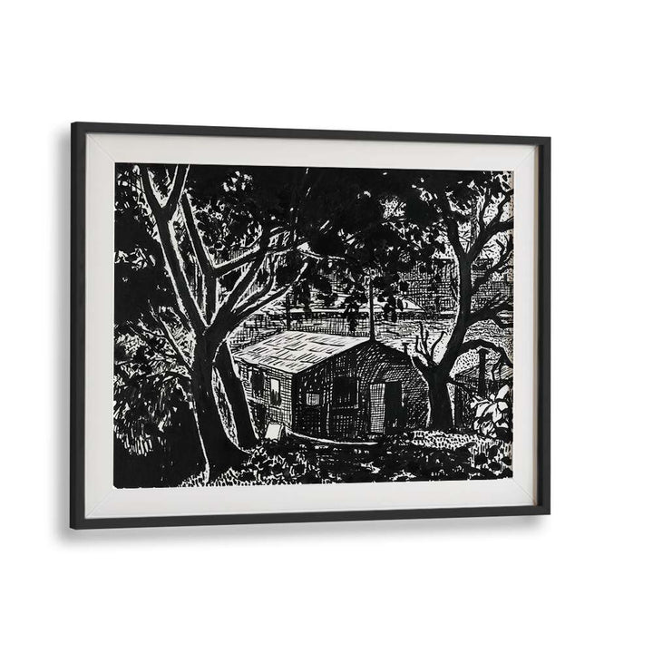 HOUSE IN THE WOODS DRAWING  (1875–1918) , VINTAGE PAINTINGS