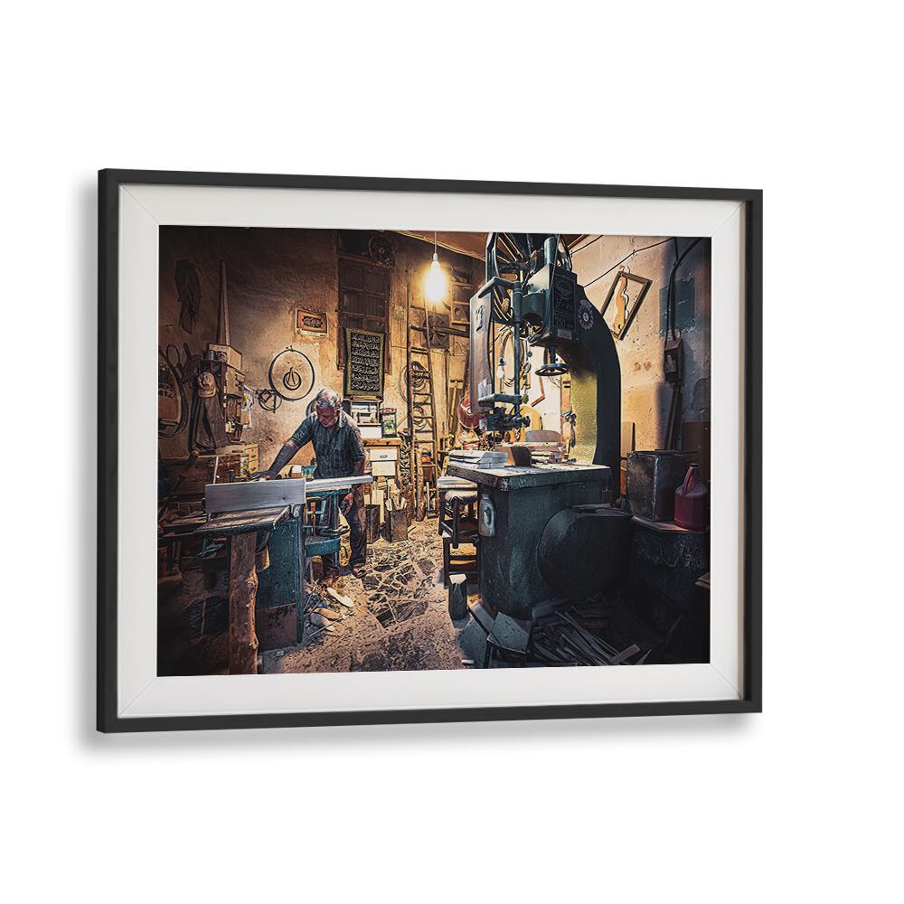 Artistic street scene showcasing craftsmanship in THE CARPENTER'S WORKSHOP, PHOTOGRAPHY PRINTS collection.