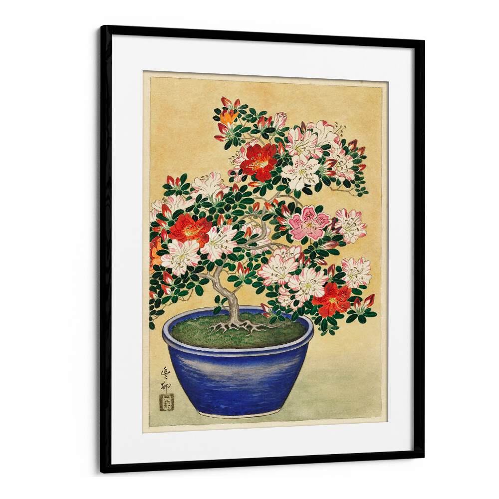 BLOOMING AZALEA IN BLUE POT (1920 - 1930)  , JAPANESE PAINTINGS , JAPANESE ART PRINTS