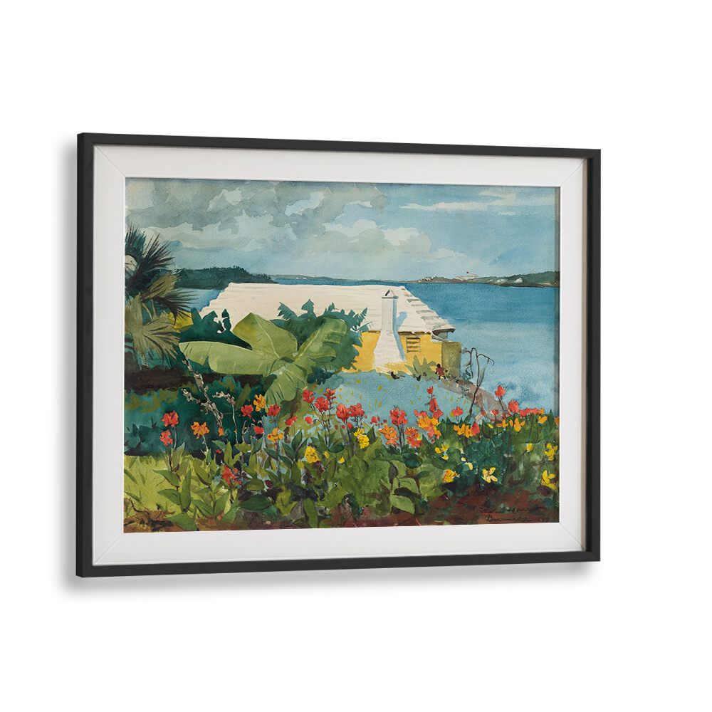 FLOWER GARDEN AND BUNGALOW, BERMUDA (1899)  , VINTAGE PAINTINGS