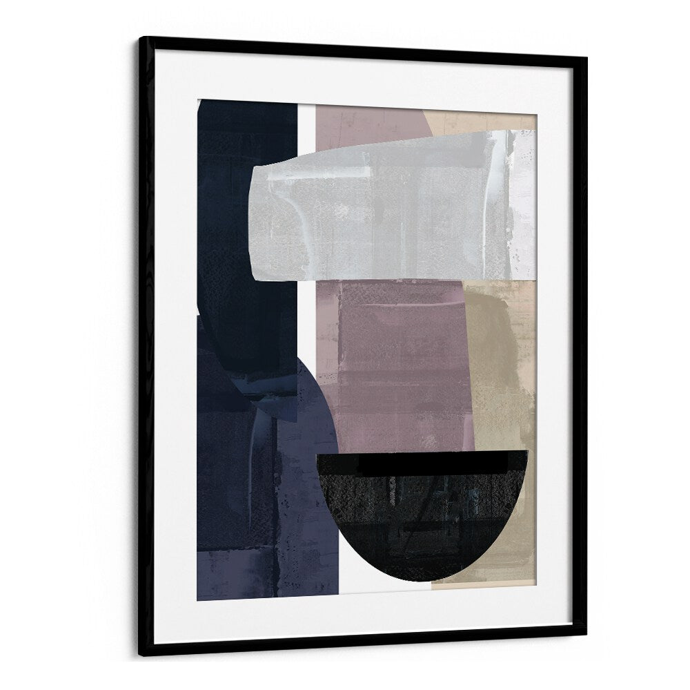 Rich deep navy and geometric forms define NAVY SHAPES II, an exquisite abstract painting for any elegant space.