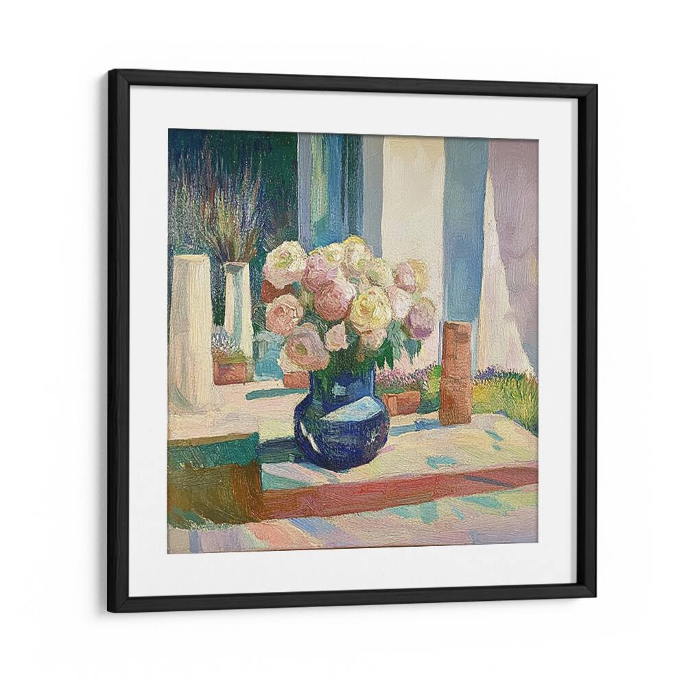 Vibrant roses in a blue vase, a stunning centerpiece perfect for home decor from BLACKMOUNT.