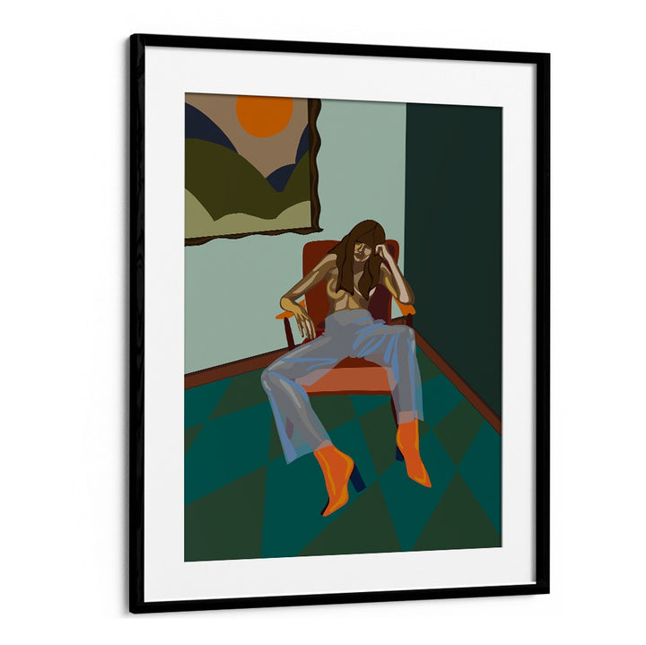 Stylish woman seated, showcasing artistry in HESTER II, PORTRAITS & FIGURATIVE ILLUSTRATIONS collection.