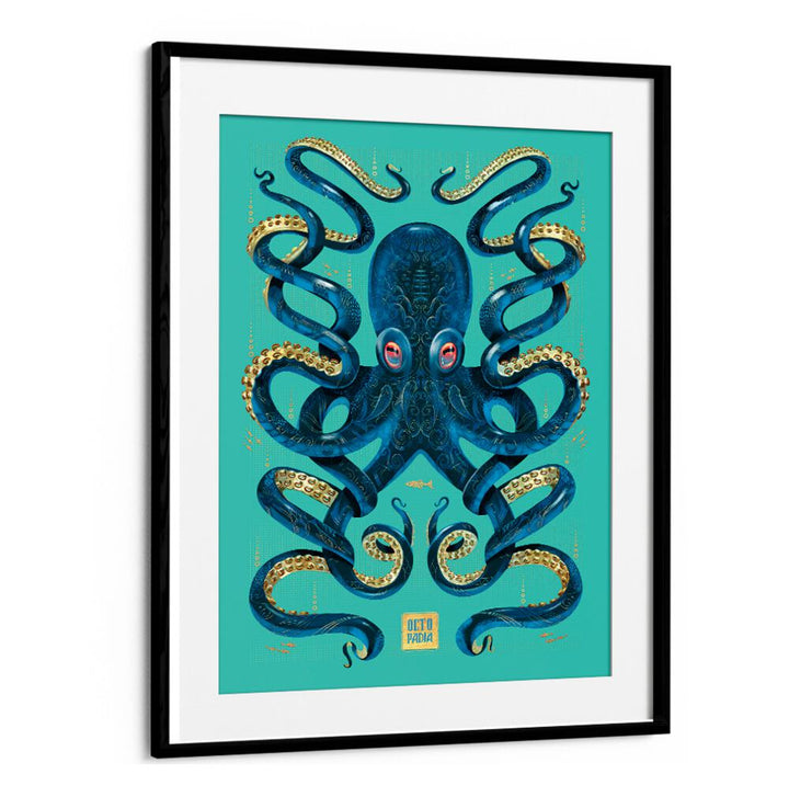 Vibrant OCTOPUS BLUE GOLD, BEACH PAINTINGS artwork adds elegance and style to any space, perfect for coastal decor.