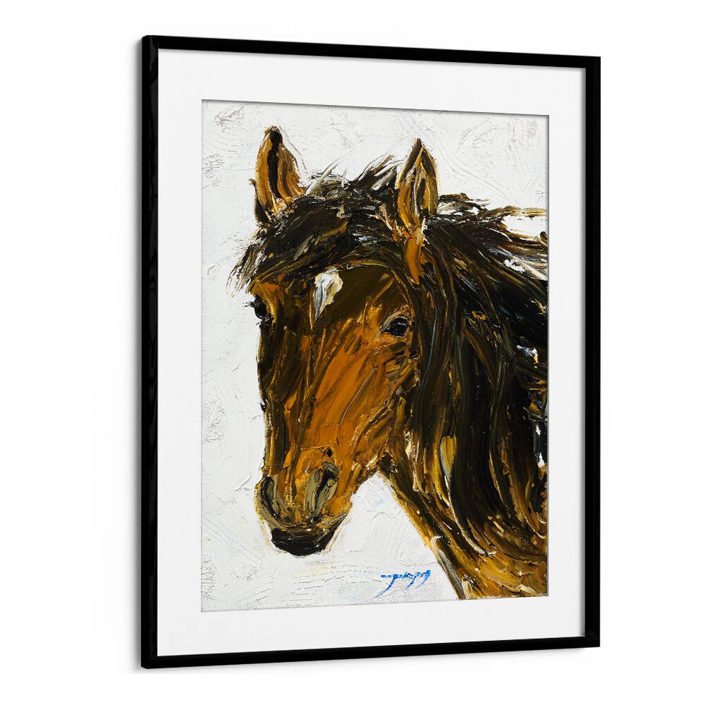 Stunning HORSE, ANIMAL PAINTINGS featuring a beautifully detailed horse portrait by Blackmount. Perfect for any art lover.