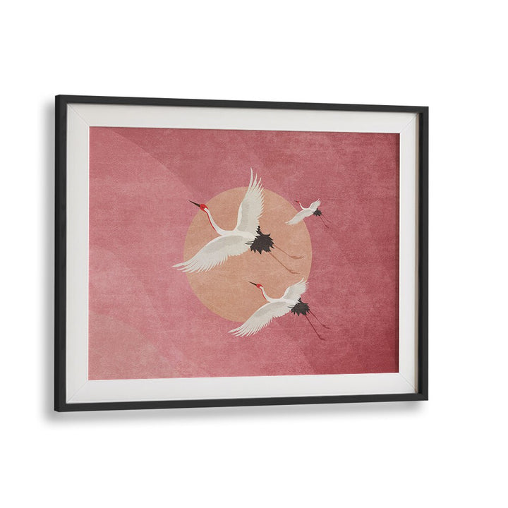 Elegant CRANE, ANIMAL PAINTINGS by Emel Tunaboylu, showcasing graceful birds against a soft pink background.