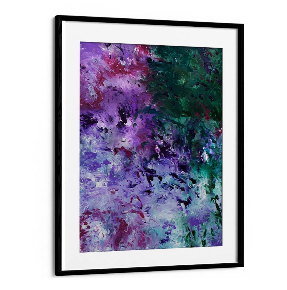 Elevate your decor with the vibrant ABSTRACT DESIGN X, stunning ABSTRACT PAINTINGS in rich purple and green hues.